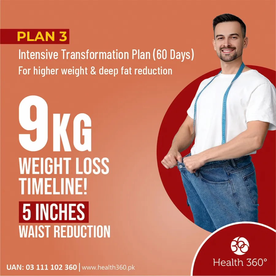Plan 3 Intensive Transformation 60 Day Weight Loss Plan - 9 KG and 5 Inches Waist Reduction at 360 Obesity Clinic Health360