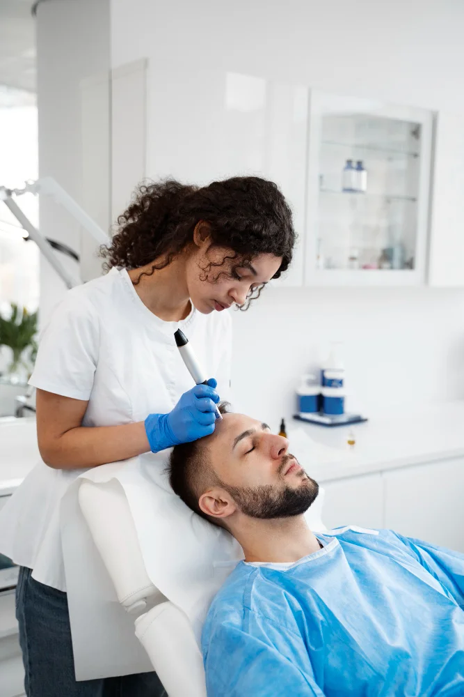 Medically supervised hair restoration at Health360 — FUE Hair Troop, PRP therapy, scalp detox, medical regrowth