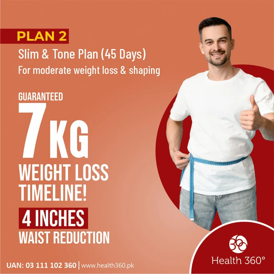 Plan 2 Slim and Tone 45 Day Weight Loss Plan - 7 KG and 4 Inches Waist Reduction at 360 Obesity Clinic Health360